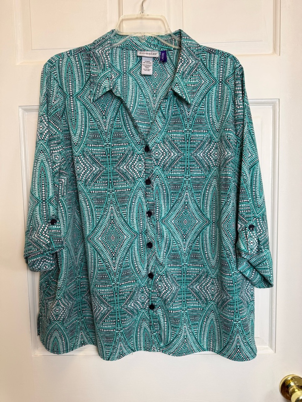 Catherine’s Turquoise Patterned Blouse Size 1XWP